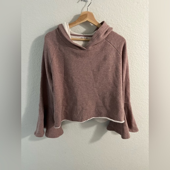 Anthropologie Melrose & Market Bell Sleeve Hoodie Mauve Pink Sz M Feminine Boho - Picture 2 of 6